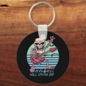 Rock and Roll Die nie Retro Rockstar Halloween Schlüsselanhänger (Vorderseite)