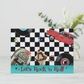 Rock and Roll Einladung (Stehend Vorderseite)