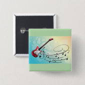 Rock and Roll Electric Guitar Swirling Music Notes Button (Vorne & Hinten)