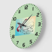 Rock and Roll Electric Guitar Swirling Music Notes Große Wanduhr (Winkel)