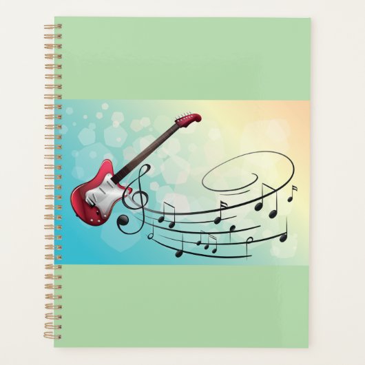 Rock and Roll Electric Guitar Swirling Music Notes Planer (Vorderseite)