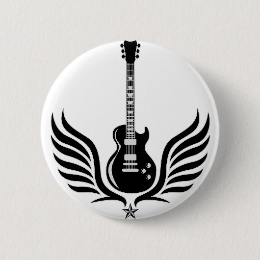 rock and roll electric guitar wings button (Vorderseite)
