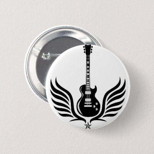 rock and roll electric guitar wings button (Vorne & Hinten)