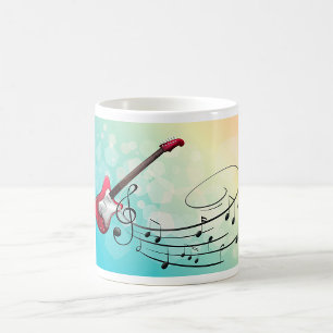 Rock-and-Roll-Elektrogitarre wirbelnde Musiknoten Kaffeetasse