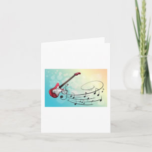 Rock-and-Roll-Elektrogitarre wirbelnde Musiknoten Karte
