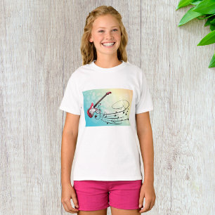 Rock-and-Roll-Elektrogitarre wirbelnde Musiknoten T-Shirt