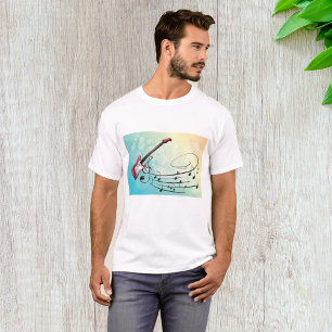 Rock-and-Roll-Elektrogitarre wirbelnde Musiknoten T-Shirt