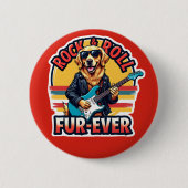 Rock and Roll Fur Ever Golden Retriever Dog Button (Vorderseite)