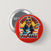 Rock and Roll Fur Ever Golden Retriever Dog Button (Vorne & Hinten)
