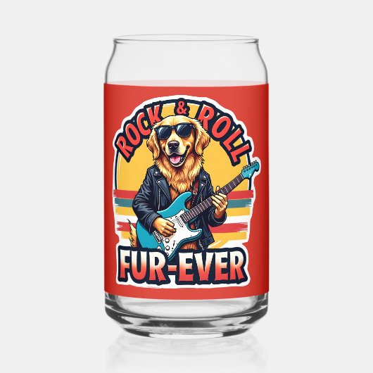 Rock and Roll Fur Ever Golden Retriever Dog Dosenglas (Rückseite)