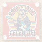 Rock and Roll Fur Ever Golden Retriever Dog Glasuntersetzer (Rückseite)