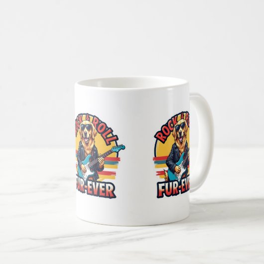 Rock and Roll Fur Ever Golden Retriever Dog Kaffeetasse (VorderseiteRechts)