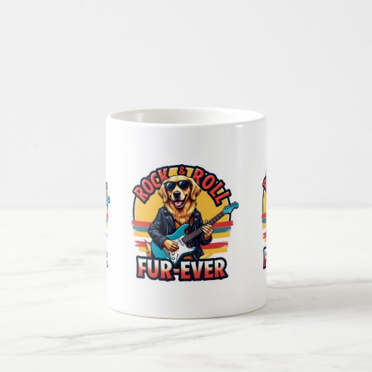 Rock and Roll Fur Ever Golden Retriever Dog Kaffeetasse (Mittel)