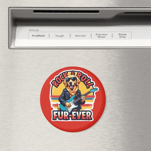 Rock and Roll Fur Ever Golden Retriever Dog Magnet (In Situ (Geschirrspüler))