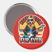 Rock and Roll Fur Ever Golden Retriever Dog Magnet (Vorderseite/Rückseite)