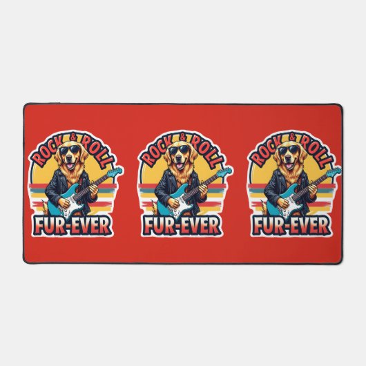 Rock and Roll Fur Ever Golden Retriever Dog Schreibtischunterlage (Vorderseite)