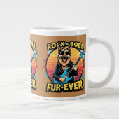 Rock and Roll German Shepherd Retro Sunset Art Jumbo-Tasse (Rechts)