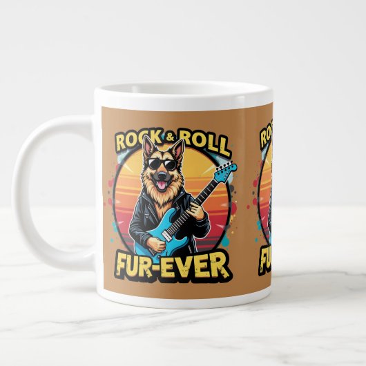 Rock and Roll German Shepherd Retro Sunset Art Jumbo-Tasse (Links)