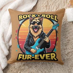 Rock and Roll German Shepherd Retro Sunset Art Kissen