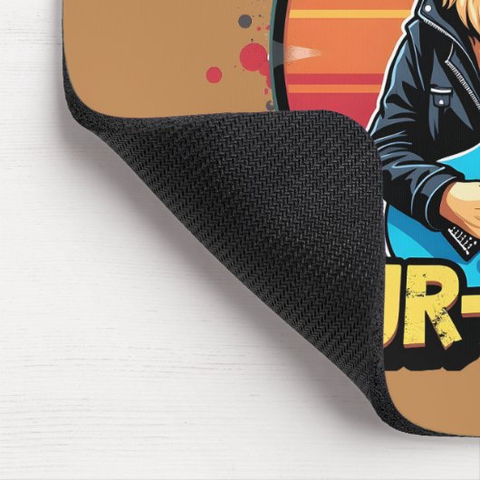 Rock and Roll German Shepherd Retro Sunset Art Mousepad (Ecke)