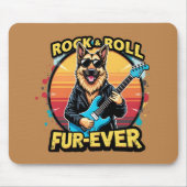 Rock and Roll German Shepherd Retro Sunset Art Mousepad (Vorne)