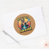 Rock and Roll German Shepherd Retro Sunset Art Runder Aufkleber (Umschlag)