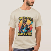 Rock and Roll German Shepherd Retro Sunset Art T-Shirt (Vorderseite)