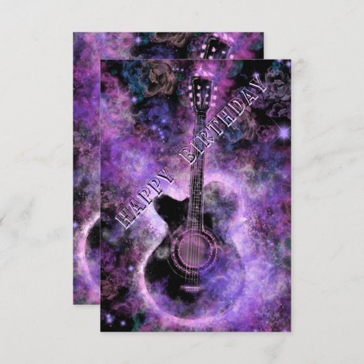 Rock and Roll Gitarre Happy Birthday Card Karte (Vorne/Hinten)