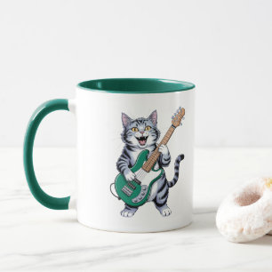 Rock And Roll Gitarre spielende Katze Tasse