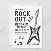 Rock-and-Roll-Gitarren-Geburtstag Einladung (Vorderseite)