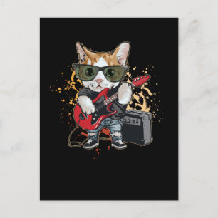 Rock-and-Roll-Gitarrenkatze Musiker Postkarte