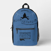 Rock and Roll Gitarrist Backpack Blau & Schwarz Bedruckter Rucksack (Vorderseite)