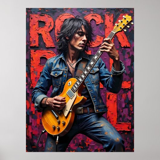 Rock and Roll Gitarrist Poster (Vorne)