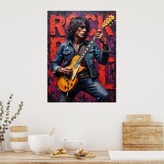 Rock and Roll Gitarrist Poster (Küche)