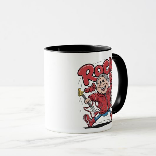 Rock and Roll Groovy Gitarrist Rocking Tasse (VorderseiteRechts)