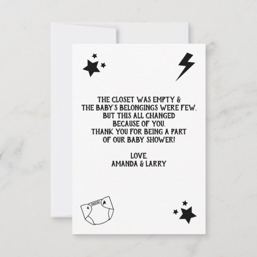 Rock and Roll Guitar Baby Dusche Vielen Dank Dankeskarte (Rückseite)