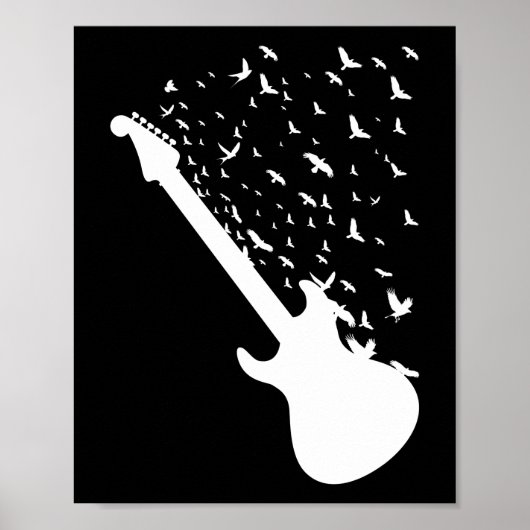Rock and Roll Guitar Birds Music Lover Poster (Vorne)