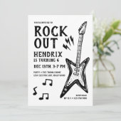 Rock and Roll Guitar Birthday Einladung (Stehend Vorderseite)