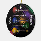 Rock and Roll Guitar Sound Wave Keramik Ornament (Links)