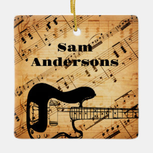 Rock and Roll Guitar Sound Wave Vintag Keramikornament