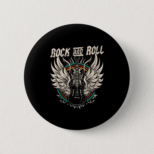 Rock And Roll Guitar Vintage Rock Music Button (Vorderseite)