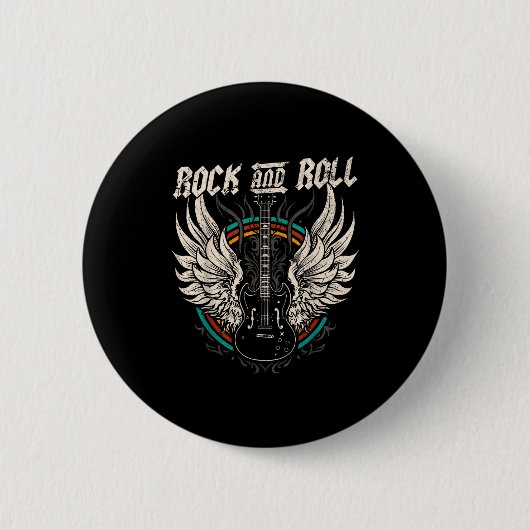 Rock And Roll Guitar Vintage Rock Music Button (Vorderseite)
