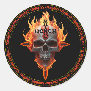 Rock And Roll Heavy Metal Musikband Flaming Skull Runder Aufkleber