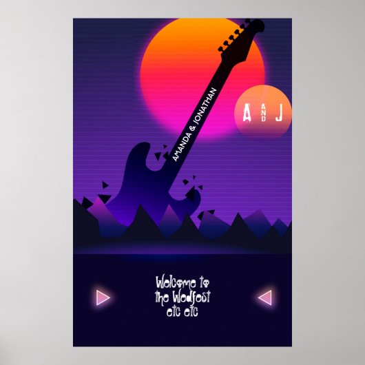 Rock-and-Roll-Hochzeits-Willkommensposter Poster (Vorne)