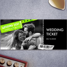 Rock and Roll Hochzeitsticket Konzert Bordkarte