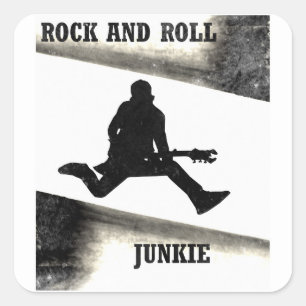 Rock and Roll Junkie Quadratischer Aufkleber