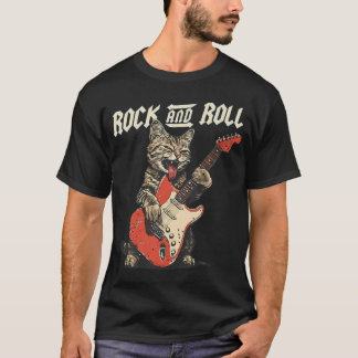 Rock-and-Roll-Kat spielt Gitarre Humor Musik T-Shirt