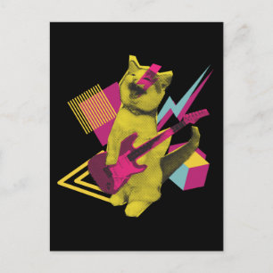 Rock-and-Roll-Katze-Gitarrenmusiker Postkarte