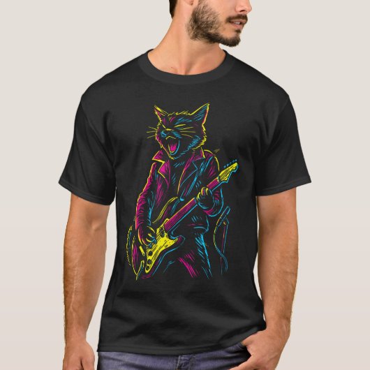 Rock And Roll Katze T-Shirt (Vorderseite)