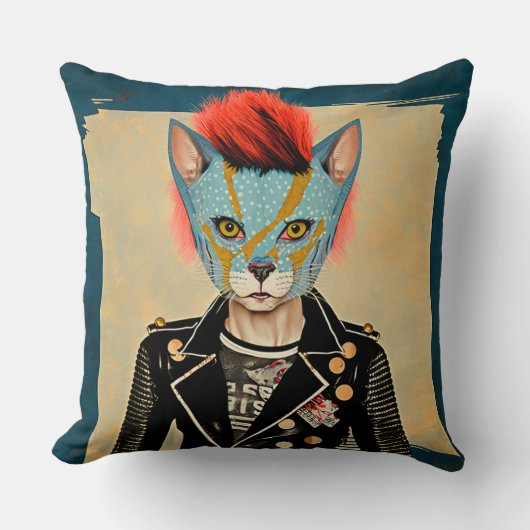 Rock and Roll Kitty Throw Kissen (Vorderseite)